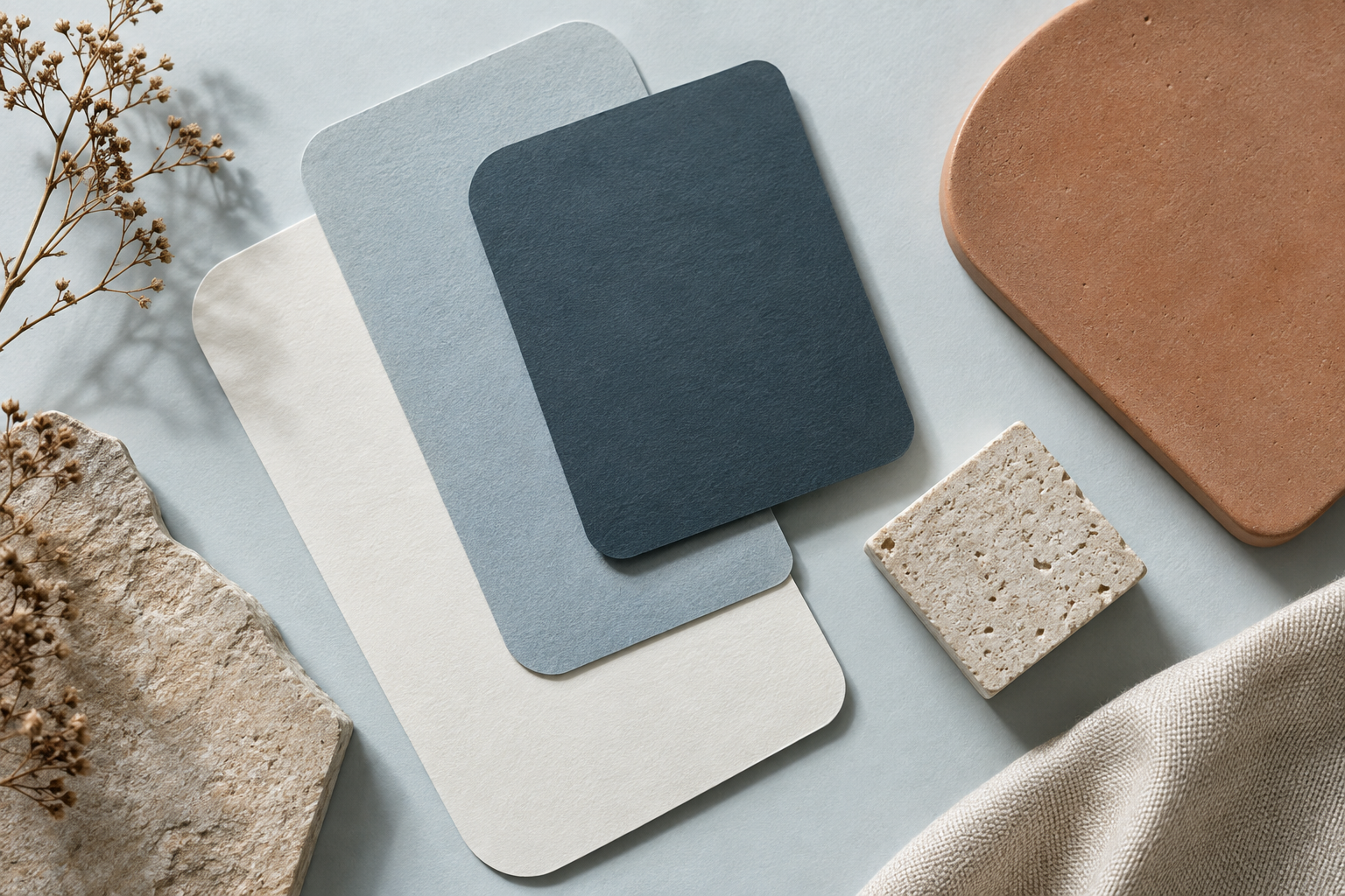 Paper, stone and ceramic materials in the Radius palette